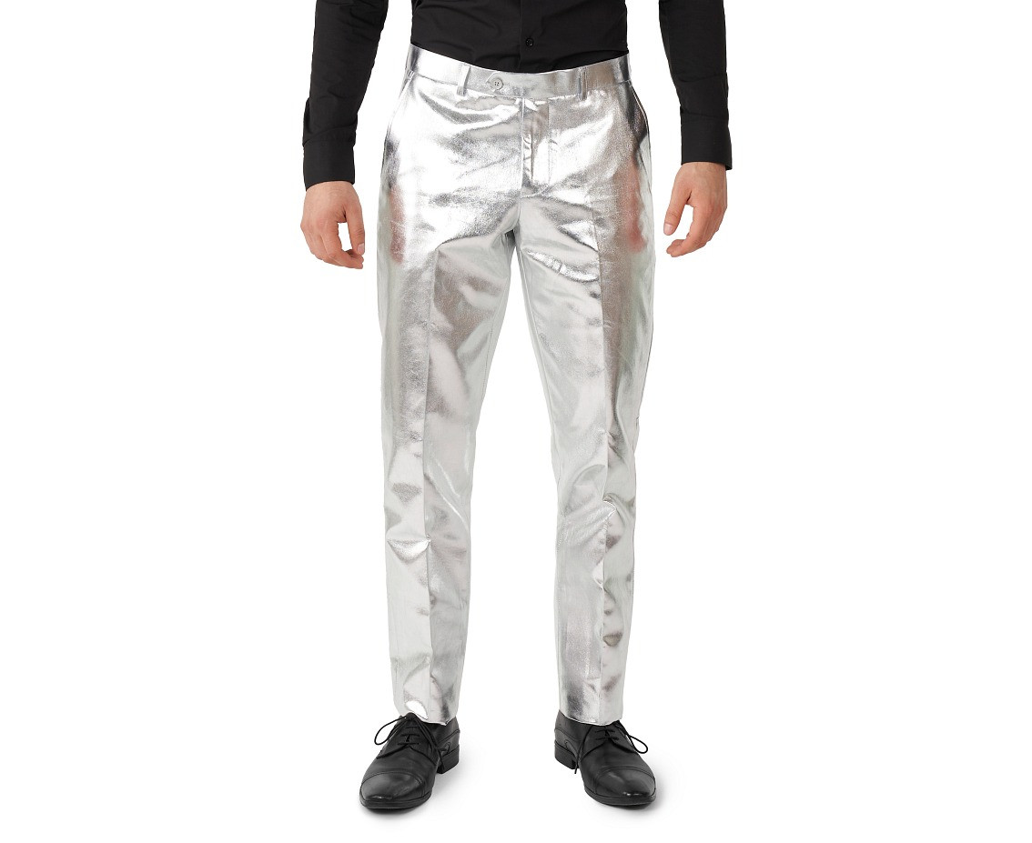 Suit silver shiny, size 48